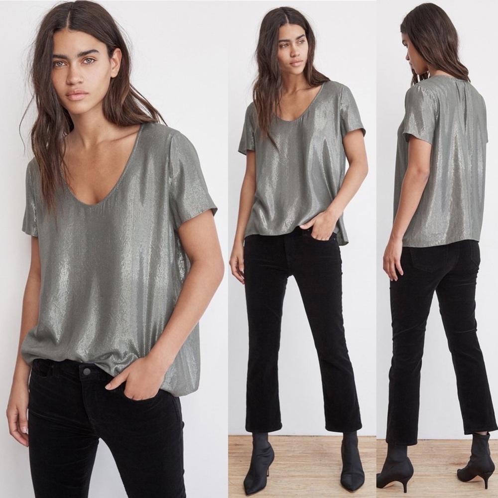 NWT VELVET by Graham & Spencer Shimmer Metallic Blouse/Top Size Small
